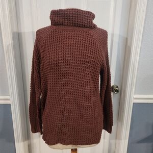 Elegant Burnt Orange Turtleneck Knit Sweater